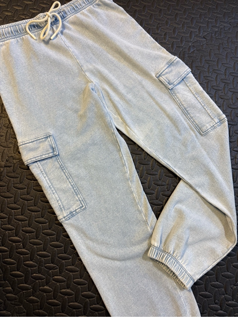 Z Supply Cargo Jogger Pants Small Blue Washed Drawstring Utility Sweatpants - Picture 4 of 9